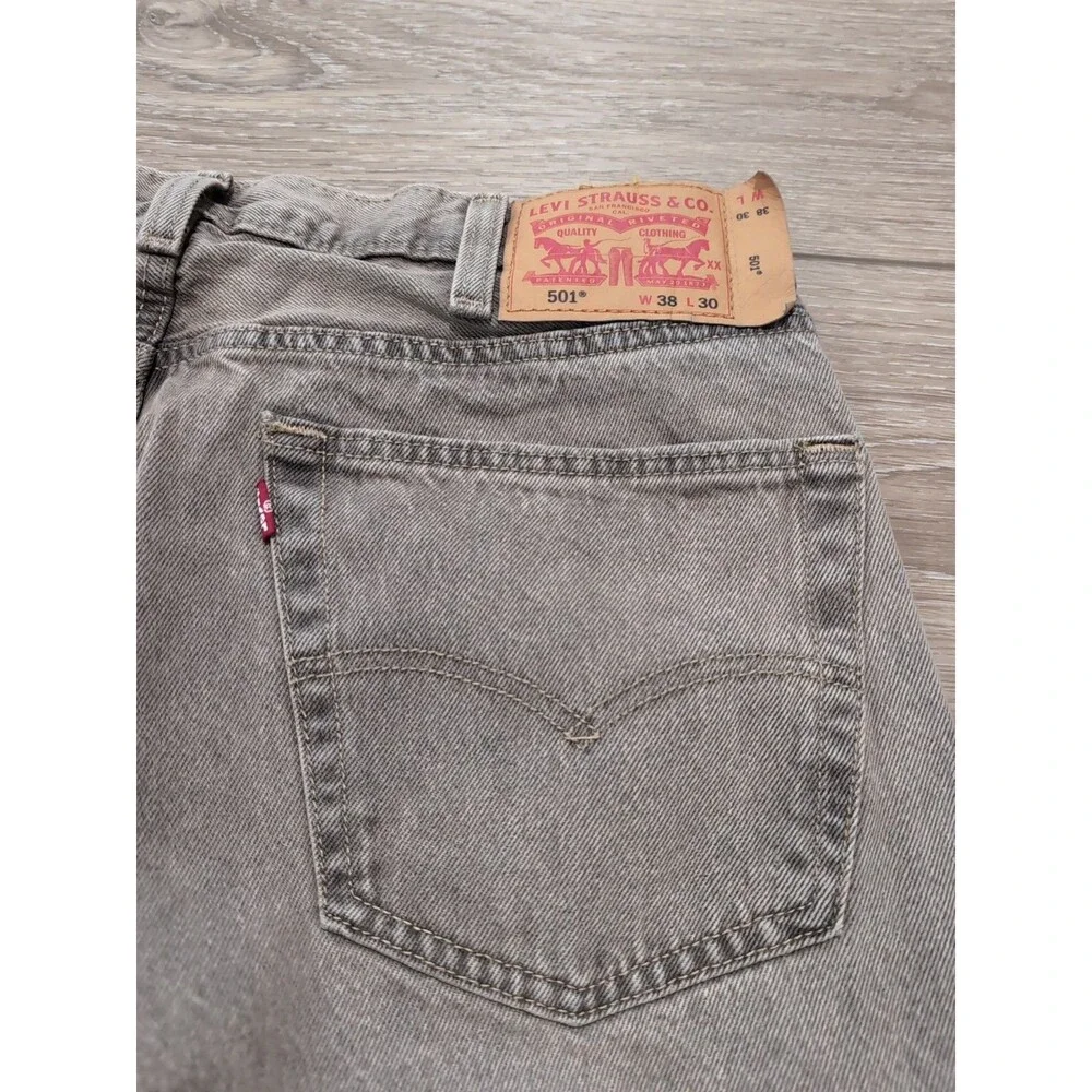 LEVI'S 501 RARE PEWTER COLOR BUTTON FLY DENIM JEANS MEN'S 38X30 EGYPT EUC